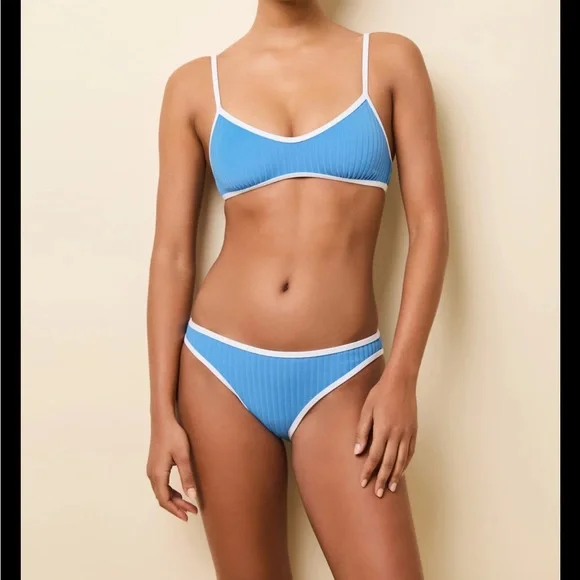 SOLID & STRIPED Blue and White Bikini - Picture 1 of 2